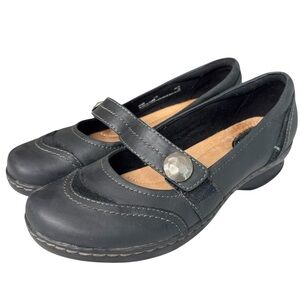 Clarks Women's Ideo Rake Black Mary Jane Comfort Shoes Size 7.5 M Classic Flat